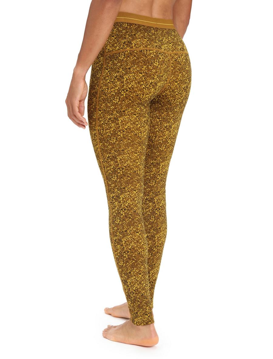 Women's Icebreaker Merino 200 Oasis Leggings Lichen Base Layers Silent Gold / Clove | CA 1106WNBY